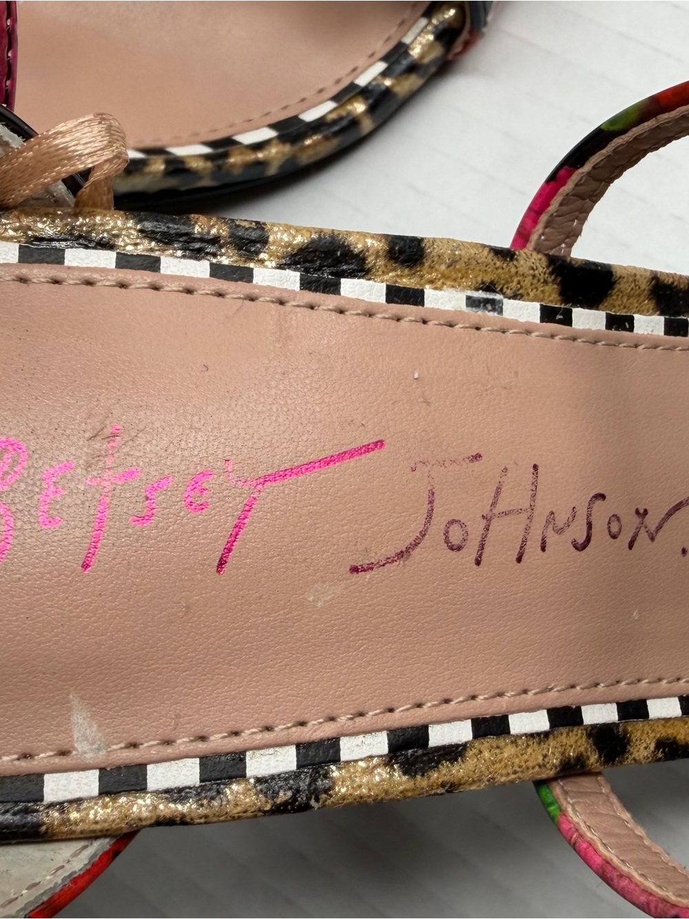 NWOT Betsey Johnson Floral Leopard Print Multicolor Floral Strappy Heel Sandals - Picture 14 of 14
